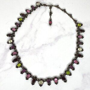 Vintage 1954 Mid-Century Modern HOLLYCRAFT Multi-Color Crystal Necklace 18"